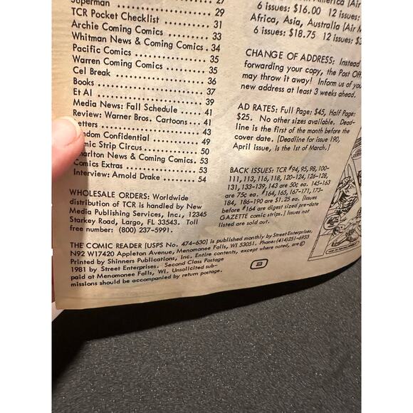 The Comic Reader No. 192‎ July 1981 Volume 1 Marvel Batman Capt America - Picture 7 of 8